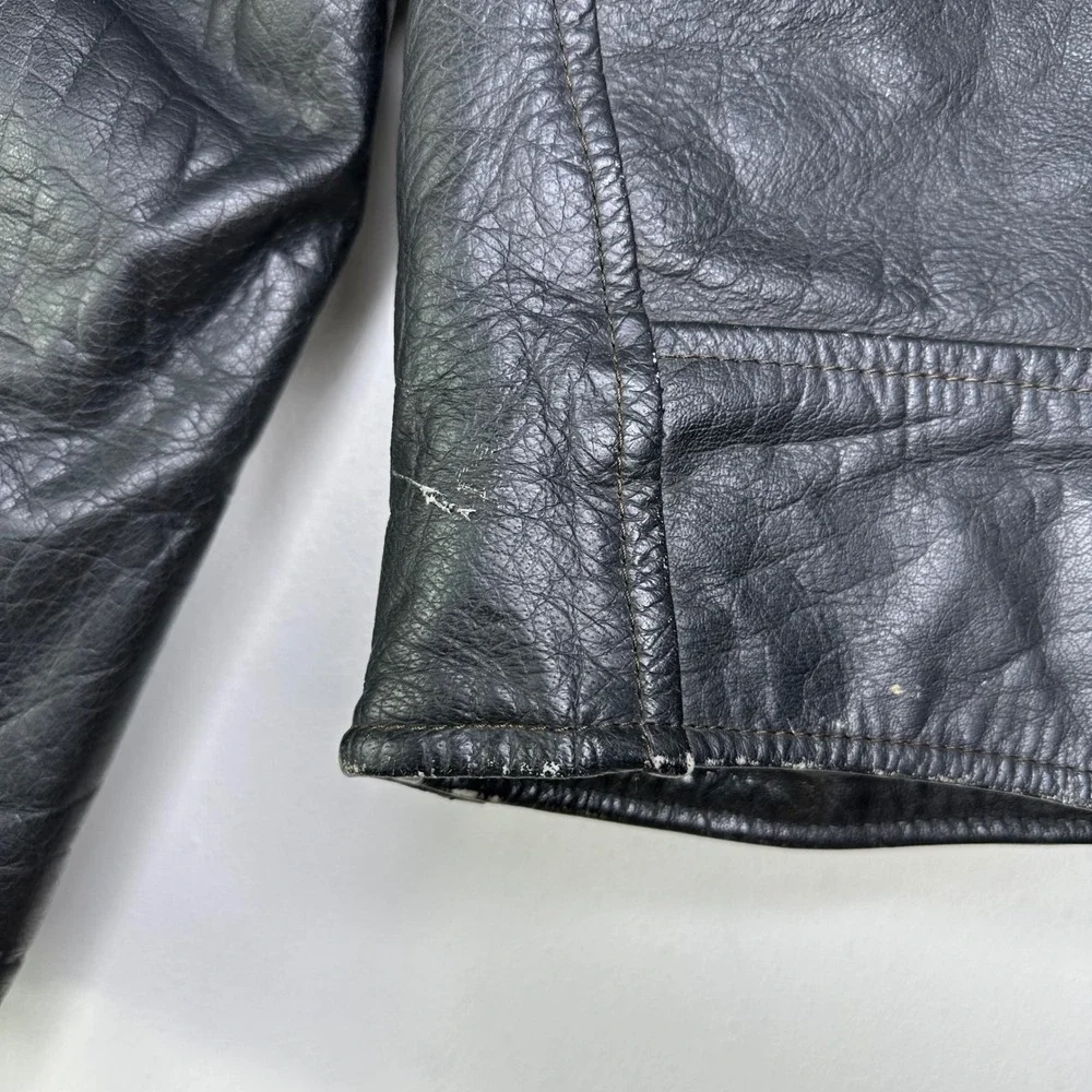 Vintage Wilsons Leather Motorcycle Jacket Mens‎ Small Black Eagle Embossed Biker